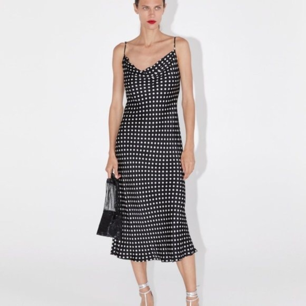 Zara polka dot slip dress